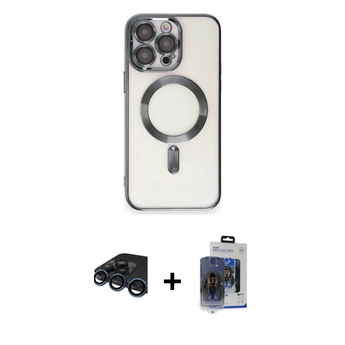 MARSİLYAN™- iPhone 15 Pro Max Kılıf Nova Işık Özel Seri - Siyah Vanessa Magic Cam + Raze Metal Kamera Lens - LT