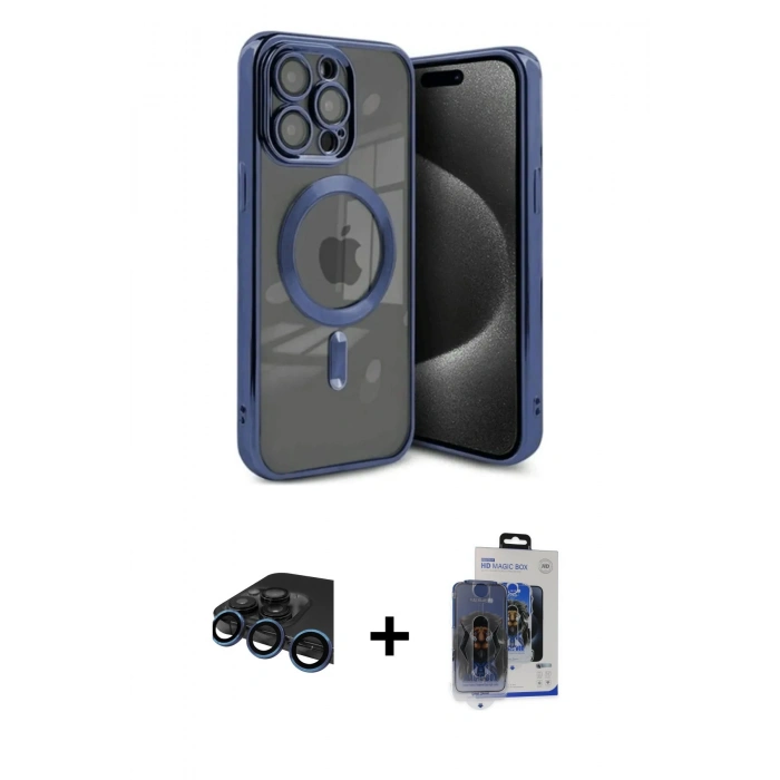 MARSİLYAN™- iPhone 15 Pro Max Kılıf Nova Işık Özel Seri - Siyah Vanessa Magic Cam + Raze Metal Kamera Lens - LT