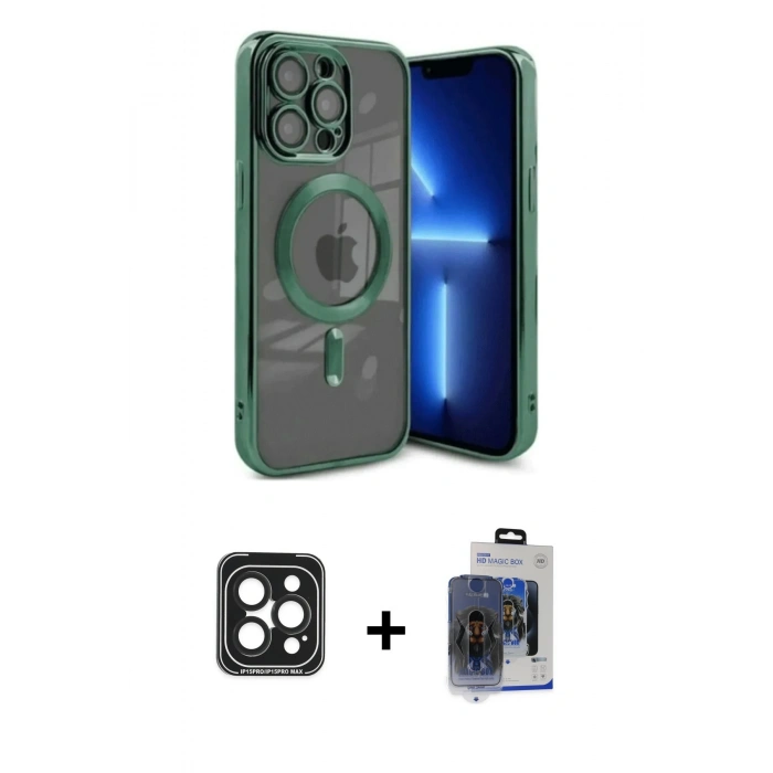 MARSİLYAN™- iPhone 15 Pro Max Kılıf Nova Işık Özel Seri - Siyah Vanessa Magic Cam + PVD Metal Kamera Lens - SH