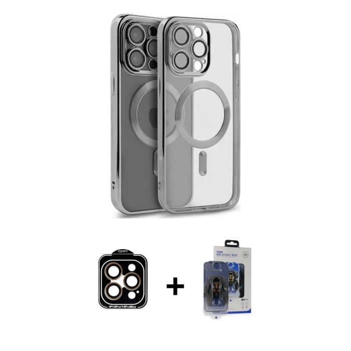 MARSİLYAN™- iPhone 15 Pro Max Kılıf Nova Işık Özel Seri - Siyah Vanessa Magic Cam + PVD Metal Kamera Lens - TU