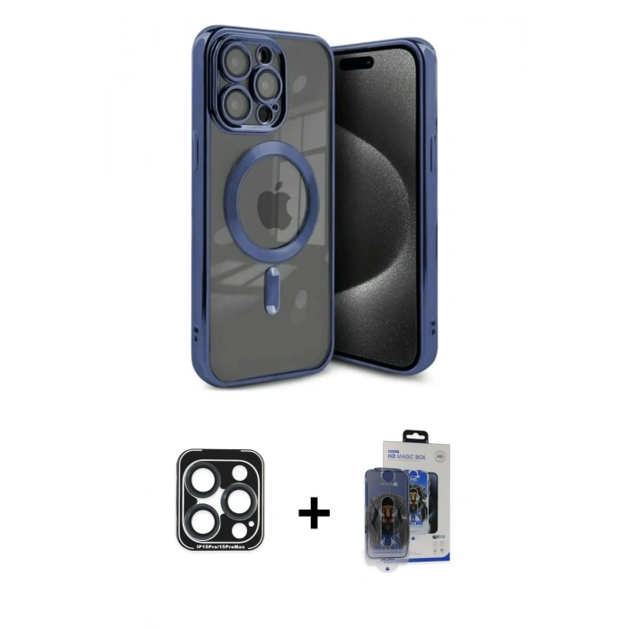 MARSİLYAN™- iPhone 15 Pro Max Kılıf Nova Işık Özel Seri - Siyah Vanessa Magic Cam + PVD Metal Kamera Lens - LT