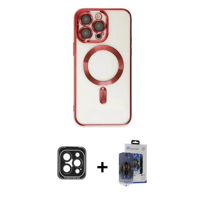 MARSİLYAN™- iPhone 15 Pro Max Kılıf Nova Işık Özel Seri - Siyah Vanessa Magic Cam + PVD Metal Kamera Lens - SH