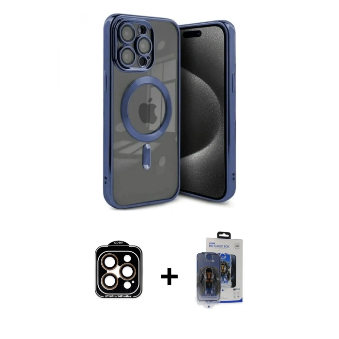 MARSİLYAN™- iPhone 15 Pro Max Kılıf Nova Işık Özel Seri - Siyah Vanessa Magic Cam + PVD Metal Kamera Lens - TU