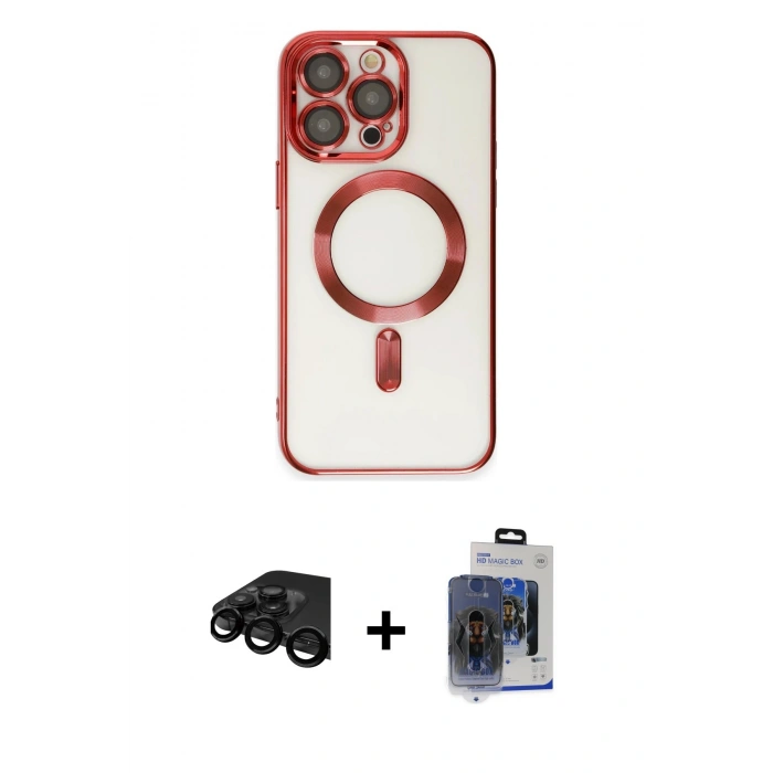 MARSİLYAN™- iPhone 15 Pro Max Kılıf Nova Işık Özel Seri - Siyah Vanessa Magic Cam + Raze Metal Kamera Lens - SH