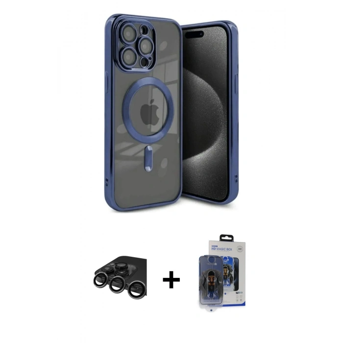 MARSİLYAN™- iPhone 15 Pro Max Kılıf Nova Işık Özel Seri - Siyah Vanessa Magic Cam + Raze Metal Kamera Lens - TMGI