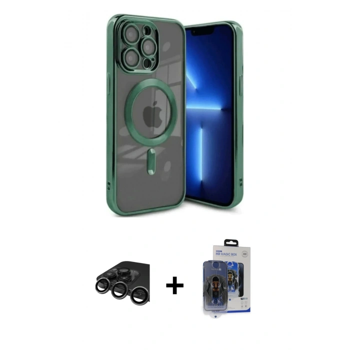MARSİLYAN™- iPhone 15 Pro Max Kılıf Nova Işık Özel Seri - Siyah Vanessa Magic Cam + Raze Metal Kamera Lens - TMGI