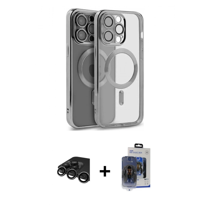 MARSİLYAN™- iPhone 15 Pro Max Kılıf Nova Işık Özel Seri - Siyah Vanessa Magic Cam + Raze Metal Kamera Lens - TMGI