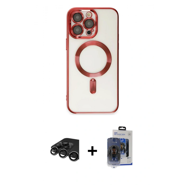 MARSİLYAN™- iPhone 15 Pro Max Kılıf Nova Işık Özel Seri - Siyah Vanessa Magic Cam + Raze Metal Kamera Lens - TMGI