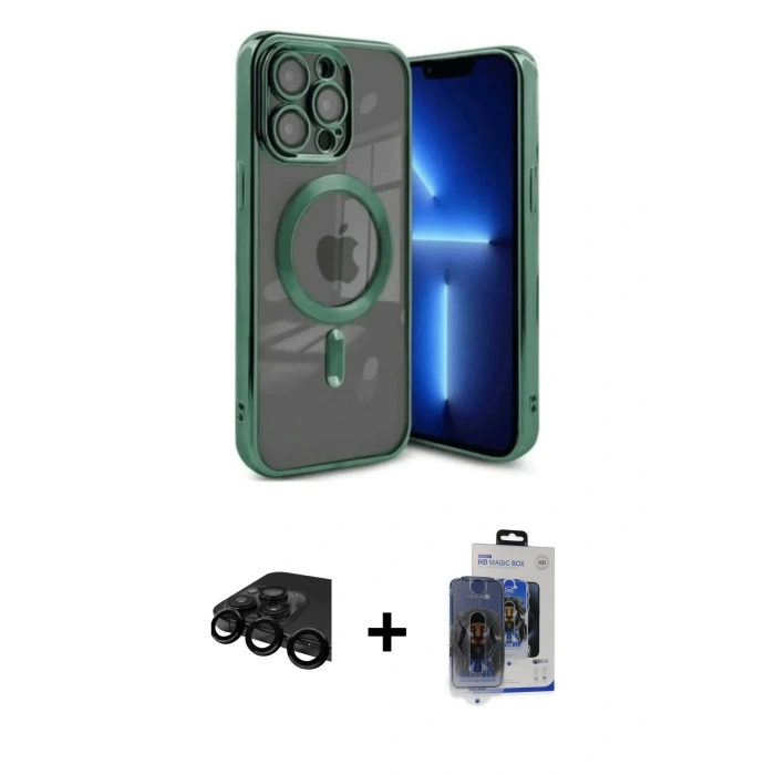 MARSİLYAN™- iPhone 15 Pro Max Kılıf Nova Işık Özel Seri - Siyah Vanessa Magic Cam + Raze Metal Kamera Lens - SH