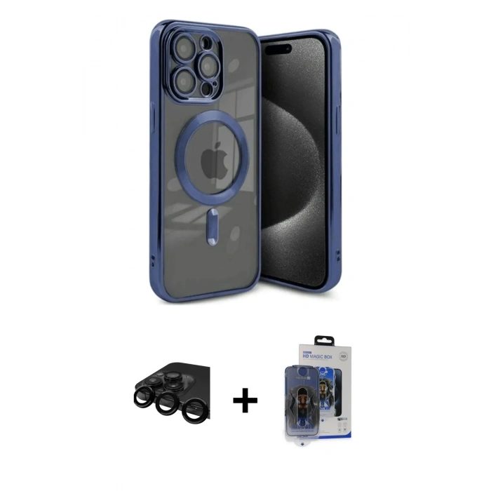 MARSİLYAN™- iPhone 15 Pro Max Kılıf Nova Işık Özel Seri - Siyah Vanessa Magic Cam + Raze Metal Kamera Lens - SH