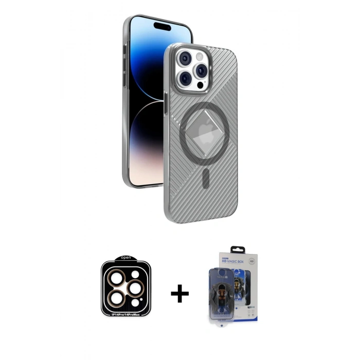 MARSİLYAN™- iPhone 15 Pro Max Kılıf Nova Modern Prime - Siyah Vanessa Magic Cam + PVD Metal Kamera Lens - TU