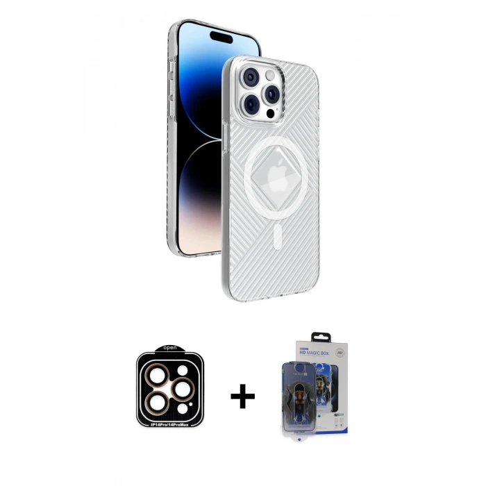 MARSİLYAN™- iPhone 15 Pro Max Kılıf Nova Modern Prime - Siyah Vanessa Magic Cam + PVD Metal Kamera Lens - TU