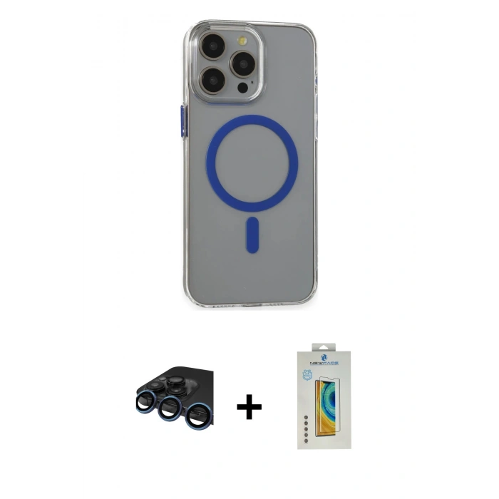 MARSİLYAN™- iPhone 15 Pro Max Kılıf Odak Form Özel Seri - Siyah Polymer Nano Ekran Koruyucu + Raze Metal Kamera Lens - LT