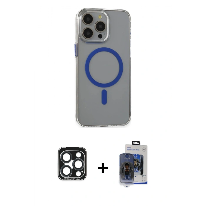 MARSİLYAN™- iPhone 15 Pro Max Kılıf Odak Form Özel Seri - Siyah Vanessa Magic Cam + PVD Metal Kamera Lens - LT