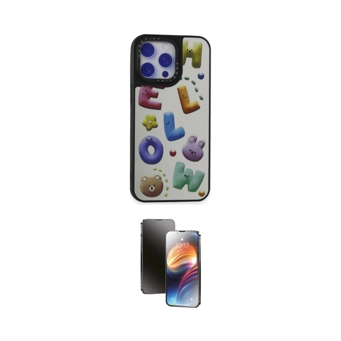MARSİLYAN™- iPhone 15 Pro Max Kılıf Odak Klasik Serisi - Siyah 3D Antistatik Mat Seramik Nano Ekran Koruyucu