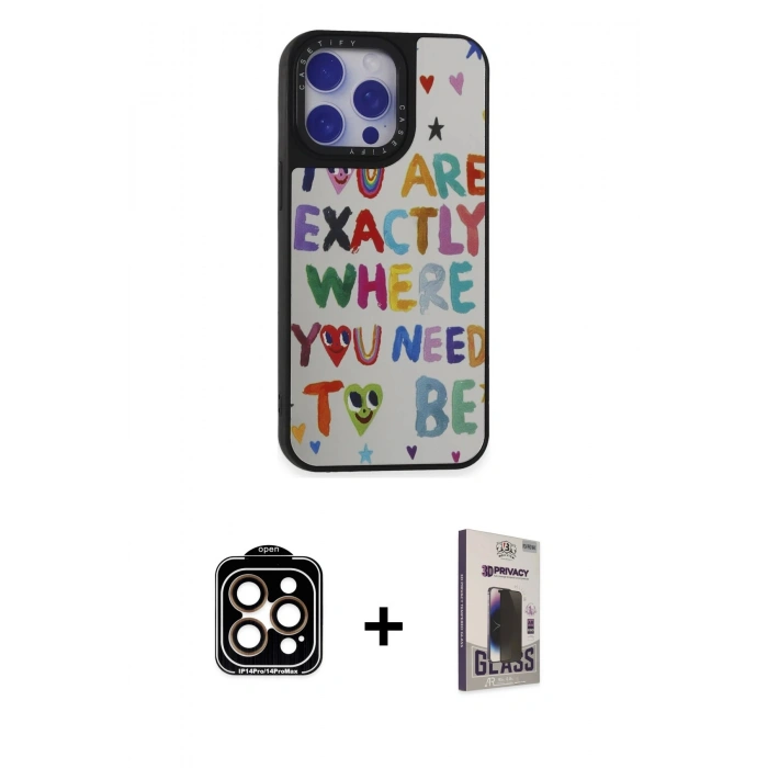 MARSİLYAN™- iPhone 15 Pro Max Kılıf Odak Klasik Serisi - Siyah Bilvis Hayalet Cam Ekran Koruyucu + PVD Metal Kamera Lens - TU