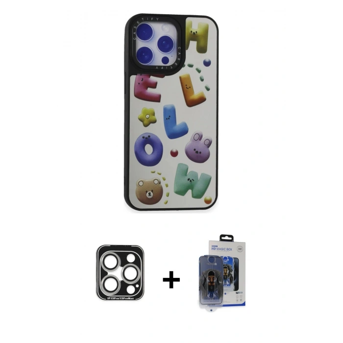 MARSİLYAN™- iPhone 15 Pro Max Kılıf Odak Klasik Serisi - Siyah Vanessa Magic Cam + PVD Metal Kamera Lens - GS