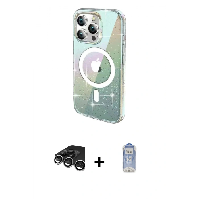 MARSİLYAN™- iPhone 15 Pro Max Kılıf Odak Modern Serisi - Siyah Joko Magic 5D Cam + Raze Metal Kamera Lens - GS