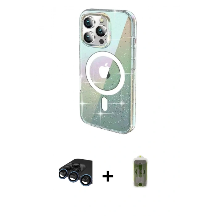 MARSİLYAN™- iPhone 15 Pro Max Kılıf Odak Modern Serisi - Siyah Joko Magic 5D Hayalet Cam + Raze Metal Kamera Lens - LT