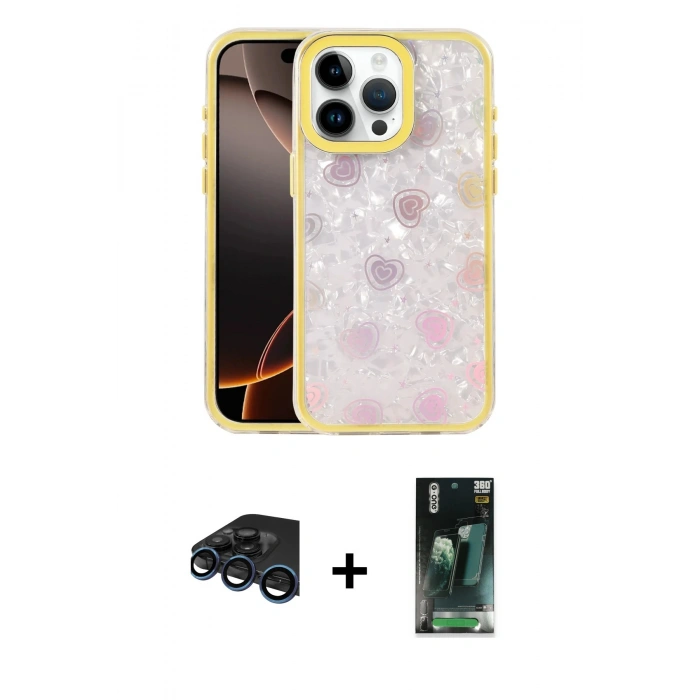 MARSİLYAN™- iPhone 15 Pro Max Kılıf Odak Prime - Şeffaf 360 Full Body Arka Koruyucu + Raze Metal Kamera Lens - LT