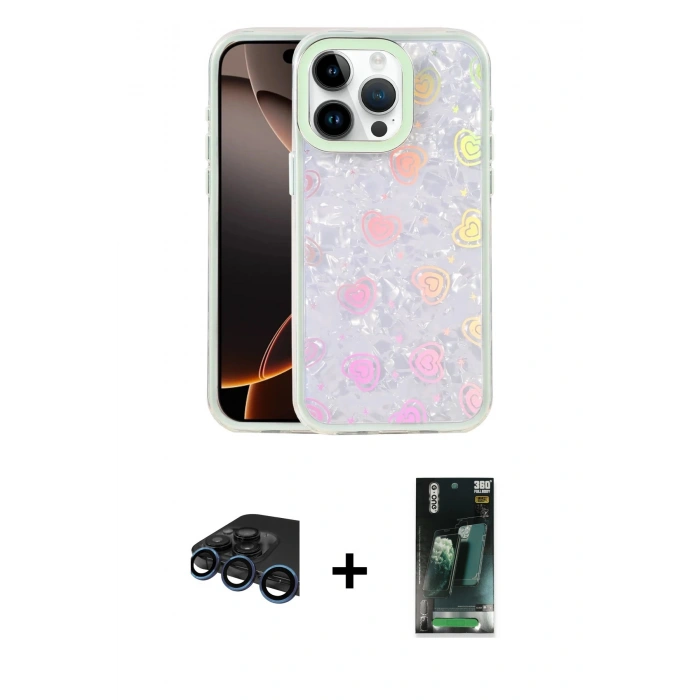 MARSİLYAN™- iPhone 15 Pro Max Kılıf Odak Prime - Şeffaf 360 Full Body Arka Koruyucu + Raze Metal Kamera Lens - LT