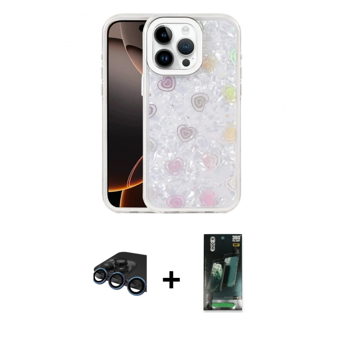 MARSİLYAN™- iPhone 15 Pro Max Kılıf Odak Prime - Şeffaf 360 Full Body Arka Koruyucu + Raze Metal Kamera Lens - LT