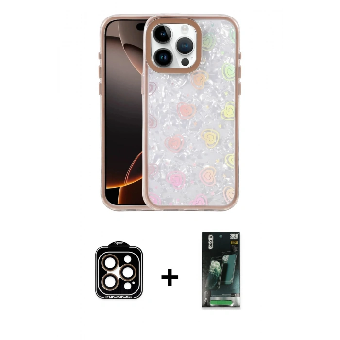 MARSİLYAN™- iPhone 15 Pro Max Kılıf Odak Prime - Siyah 360 Mat Full Body Arka Koruyucu + PVD Metal Kamera Lens - TU