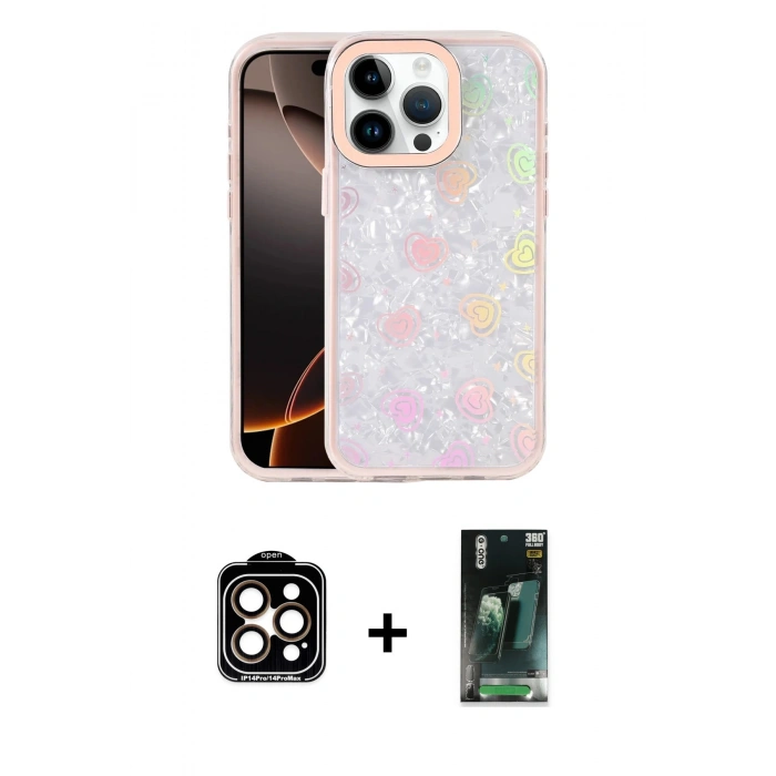 MARSİLYAN™- iPhone 15 Pro Max Kılıf Odak Prime - Siyah 360 Mat Full Body Arka Koruyucu + PVD Metal Kamera Lens - TU