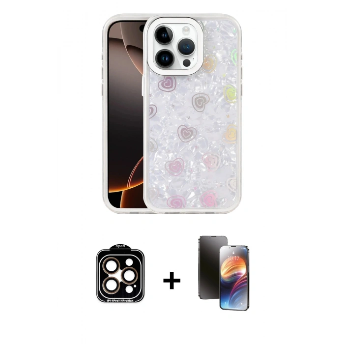 MARSİLYAN™- iPhone 15 Pro Max Kılıf Odak Prime - Siyah 3D Antistatik Mat Seramik Nano Ekran Koruyucu + PVD Metal Kamera Lens - TU