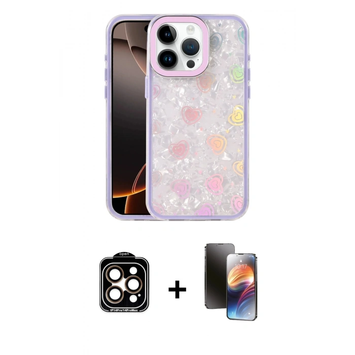 MARSİLYAN™- iPhone 15 Pro Max Kılıf Odak Prime - Siyah 3D Antistatik Mat Seramik Nano Ekran Koruyucu + PVD Metal Kamera Lens - TU