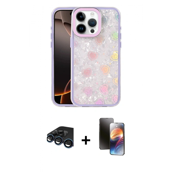 MARSİLYAN™- iPhone 15 Pro Max Kılıf Odak Prime - Siyah 3D Antistatik Mat Seramik Nano Ekran Koruyucu + Raze Metal Kamera Lens - LT