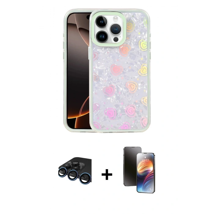 MARSİLYAN™- iPhone 15 Pro Max Kılıf Odak Prime - Siyah 3D Antistatik Mat Seramik Nano Ekran Koruyucu + Raze Metal Kamera Lens - LT