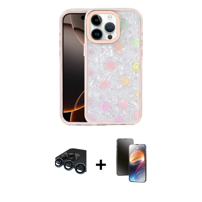 MARSİLYAN™- iPhone 15 Pro Max Kılıf Odak Prime - Siyah 3D Antistatik Mat Seramik Nano Ekran Koruyucu + Raze Metal Kamera Lens - LT