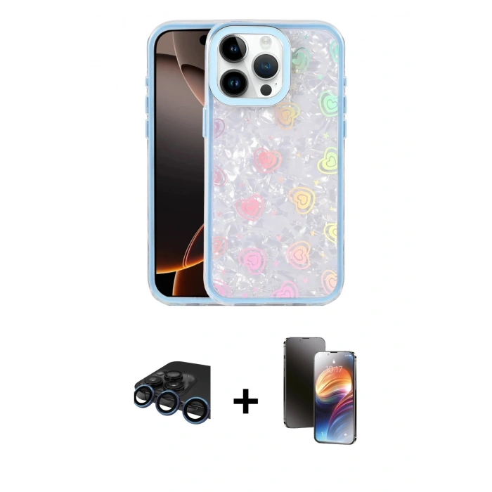 MARSİLYAN™- iPhone 15 Pro Max Kılıf Odak Prime - Siyah 3D Antistatik Mat Seramik Nano Ekran Koruyucu + Raze Metal Kamera Lens - LT