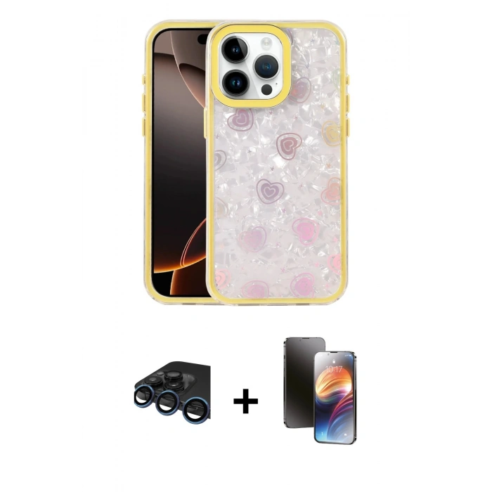 MARSİLYAN™- iPhone 15 Pro Max Kılıf Odak Prime - Siyah 3D Antistatik Mat Seramik Nano Ekran Koruyucu + Raze Metal Kamera Lens - LT