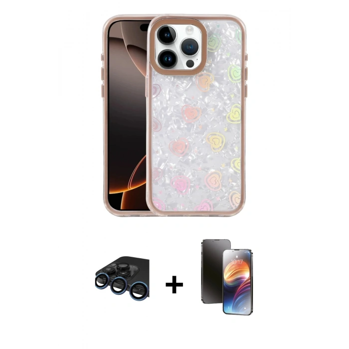 MARSİLYAN™- iPhone 15 Pro Max Kılıf Odak Prime - Siyah 3D Antistatik Mat Seramik Nano Ekran Koruyucu + Raze Metal Kamera Lens - LT