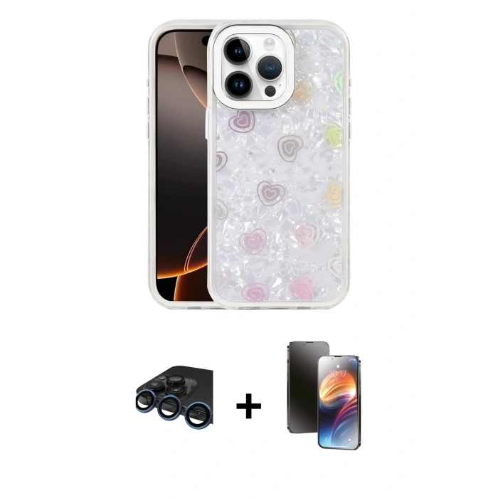 MARSİLYAN™- iPhone 15 Pro Max Kılıf Odak Prime - Siyah 3D Antistatik Mat Seramik Nano Ekran Koruyucu + Raze Metal Kamera Lens - LT