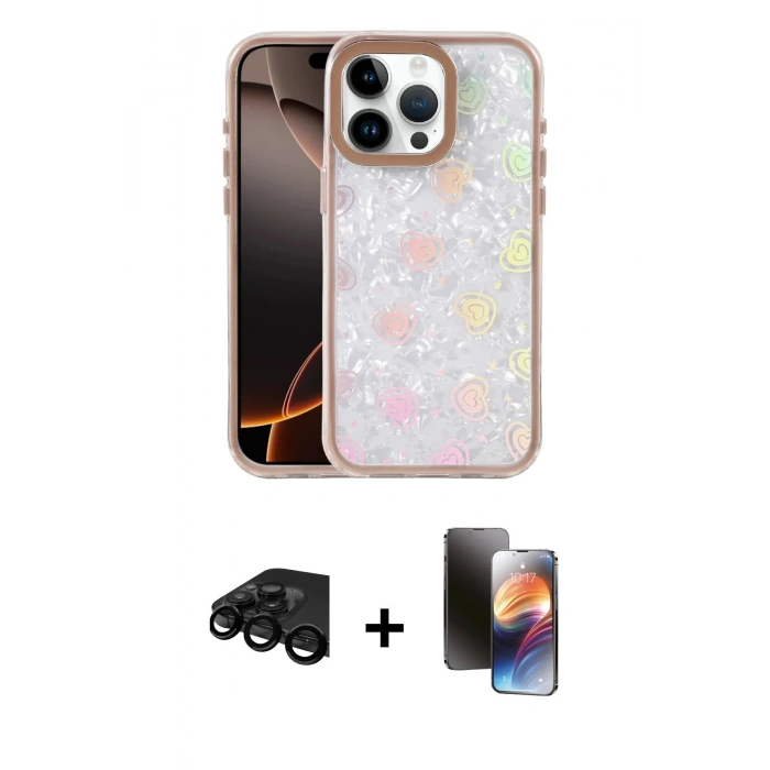 MARSİLYAN™- iPhone 15 Pro Max Kılıf Odak Prime - Siyah 3D Antistatik Mat Seramik Nano Ekran Koruyucu + Raze Metal Kamera Lens - SH