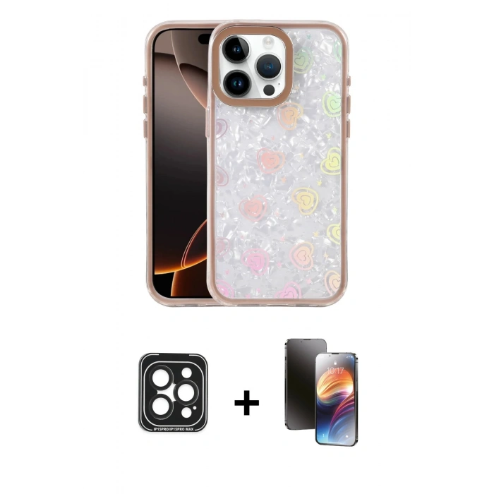 MARSİLYAN™- iPhone 15 Pro Max Kılıf Odak Prime - Siyah 3D Antistatik Mat Seramik Nano Ekran Koruyucu + PVD Metal Kamera Lens - SH