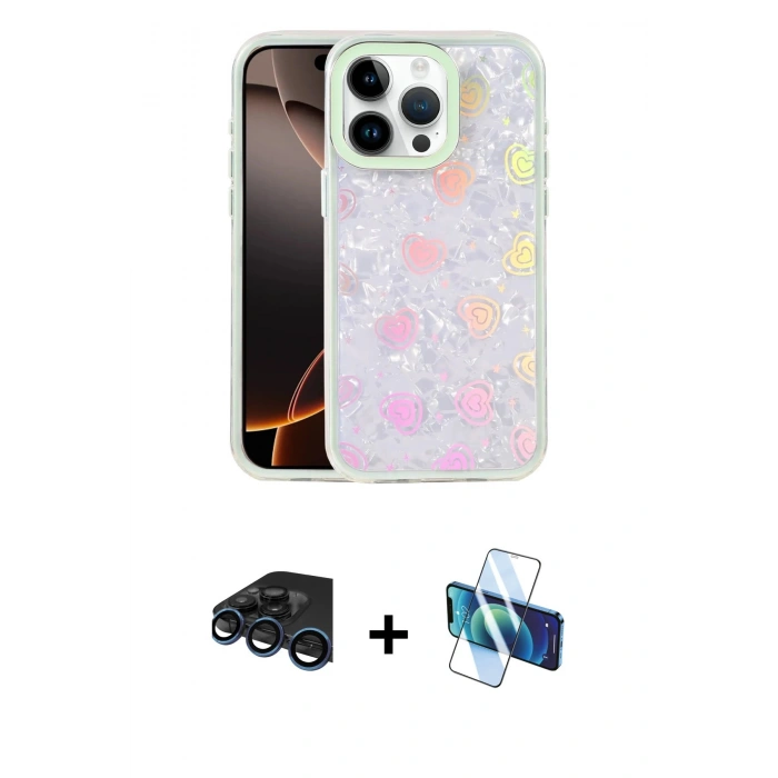 MARSİLYAN™- iPhone 15 Pro Max Kılıf Odak Prime - Siyah 3D Antistatik Seramik Nano Ekran Koruyucu + Raze Metal Kamera Lens - LT