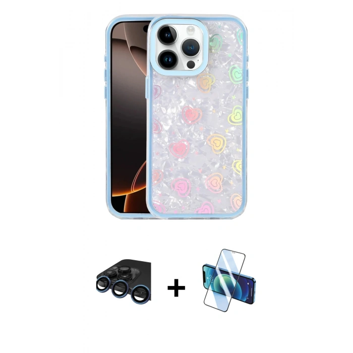 MARSİLYAN™- iPhone 15 Pro Max Kılıf Odak Prime - Siyah 3D Antistatik Seramik Nano Ekran Koruyucu + Raze Metal Kamera Lens - LT