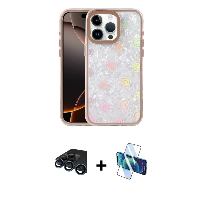 MARSİLYAN™- iPhone 15 Pro Max Kılıf Odak Prime - Siyah 3D Antistatik Seramik Nano Ekran Koruyucu + Raze Metal Kamera Lens - LT