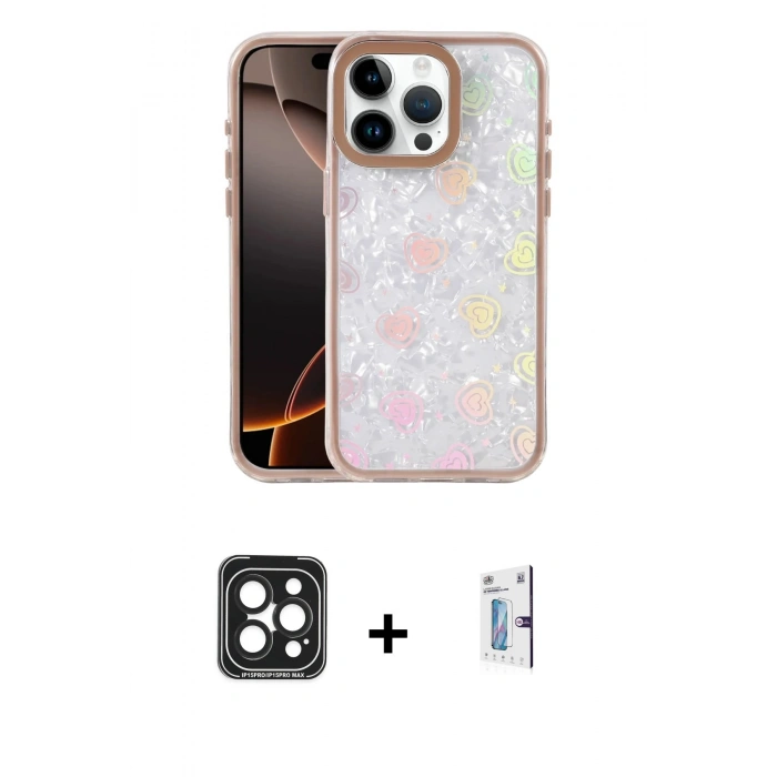 MARSİLYAN™- iPhone 15 Pro Max Kılıf Odak Prime - Siyah Bilvis 0.18mm Plus Cam Ekran Koruyucu + Siyah PVD Metal Kamera Lens