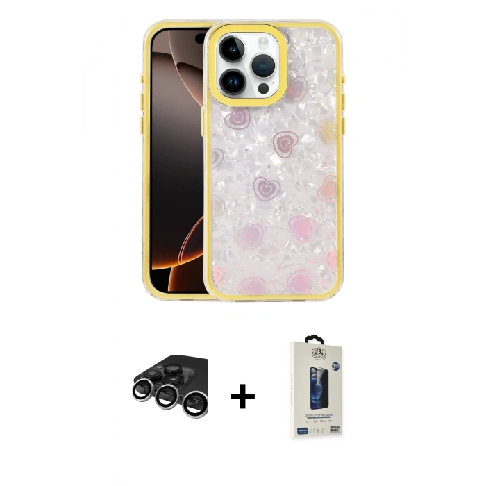 MARSİLYAN™- iPhone 15 Pro Max Kılıf Odak Prime - Siyah Bilvis Hayalet Cam Ekran Koruyucu + Raze Metal Kamera Lens - GS