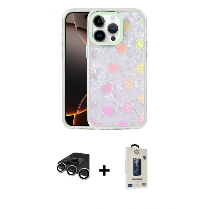 MARSİLYAN™- iPhone 15 Pro Max Kılıf Odak Prime - Siyah Bilvis Hayalet Cam Ekran Koruyucu + Raze Metal Kamera Lens - GS