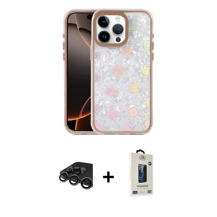 MARSİLYAN™- iPhone 15 Pro Max Kılıf Odak Prime - Siyah Bilvis Hayalet Cam Ekran Koruyucu + Raze Metal Kamera Lens - TMGI