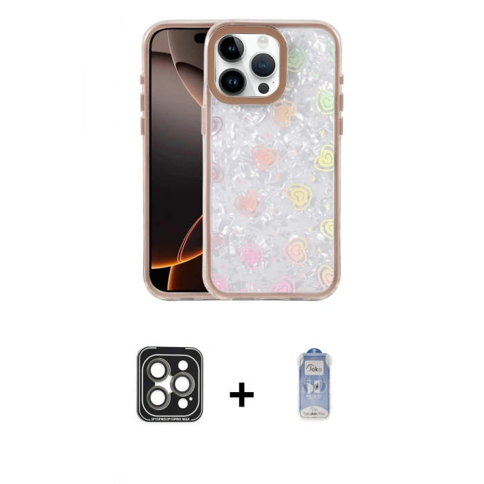 MARSİLYAN™- iPhone 15 Pro Max Kılıf Odak Prime - Siyah Joko Magic 5D Cam + PVD Metal Kamera Lens - GI