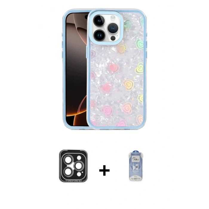 MARSİLYAN™- iPhone 15 Pro Max Kılıf Odak Prime - Siyah Joko Magic 5D Cam + PVD Metal Kamera Lens - GI
