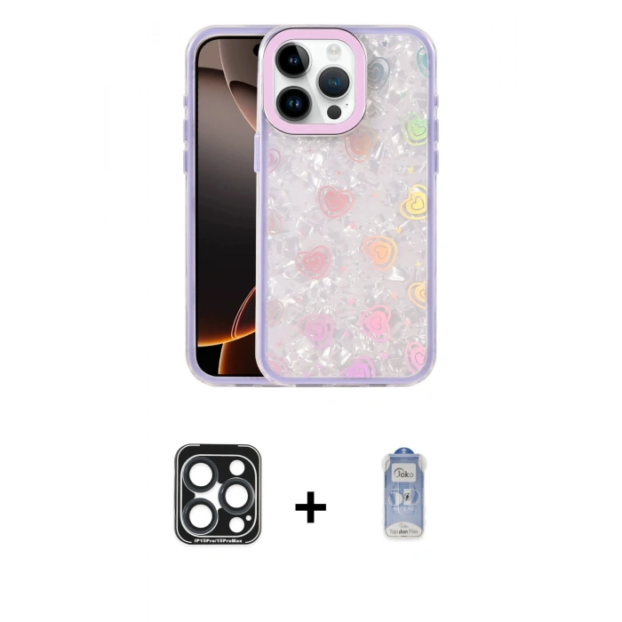 MARSİLYAN™- iPhone 15 Pro Max Kılıf Odak Prime - Siyah Joko Magic 5D Cam + PVD Metal Kamera Lens - LT