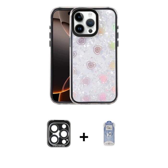 MARSİLYAN™- iPhone 15 Pro Max Kılıf Odak Prime - Siyah Joko Magic 5D Cam + PVD Metal Kamera Lens - LT